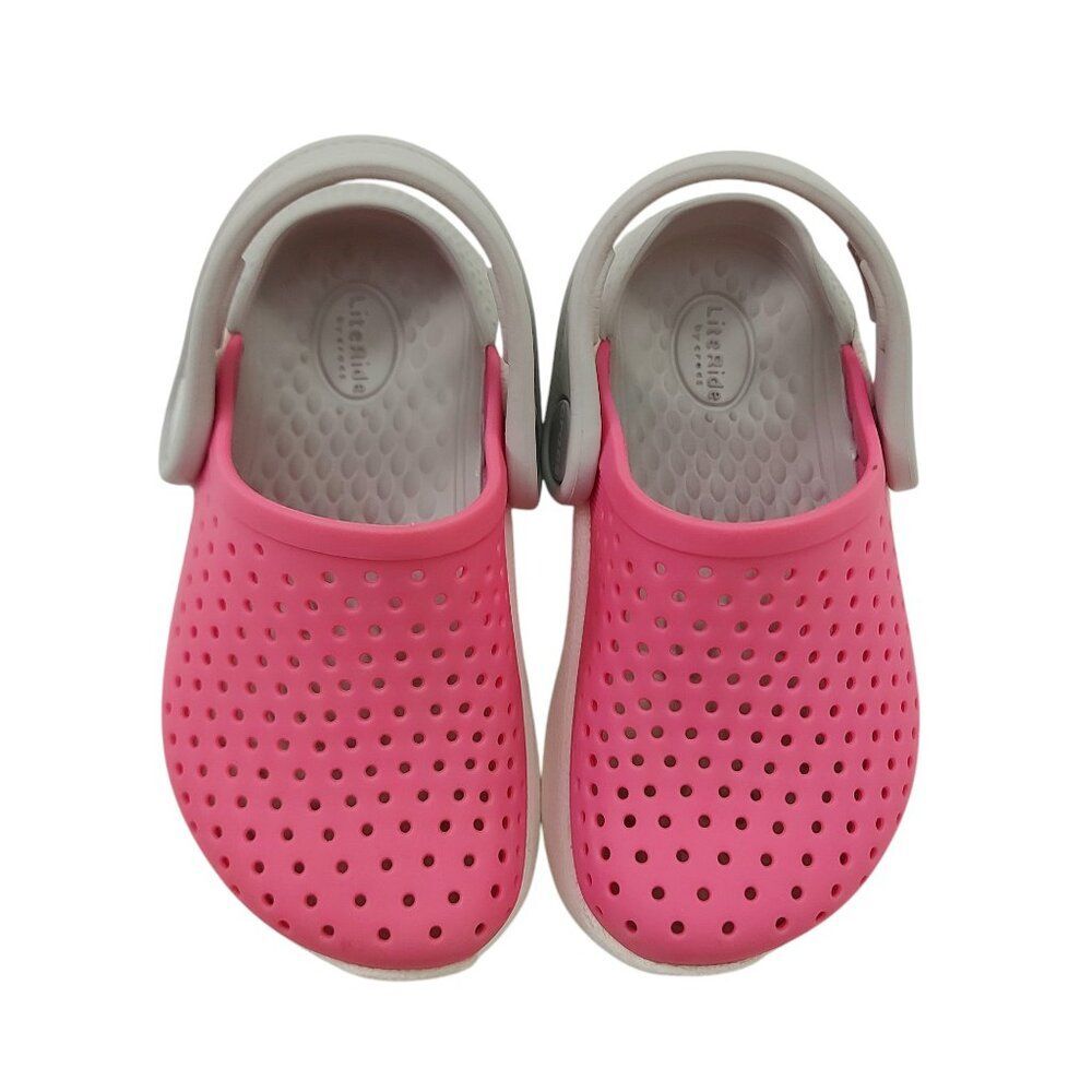 Crocs Literide Clogs Sandals Little Kids 6 Pink White - Picture 6 of 11